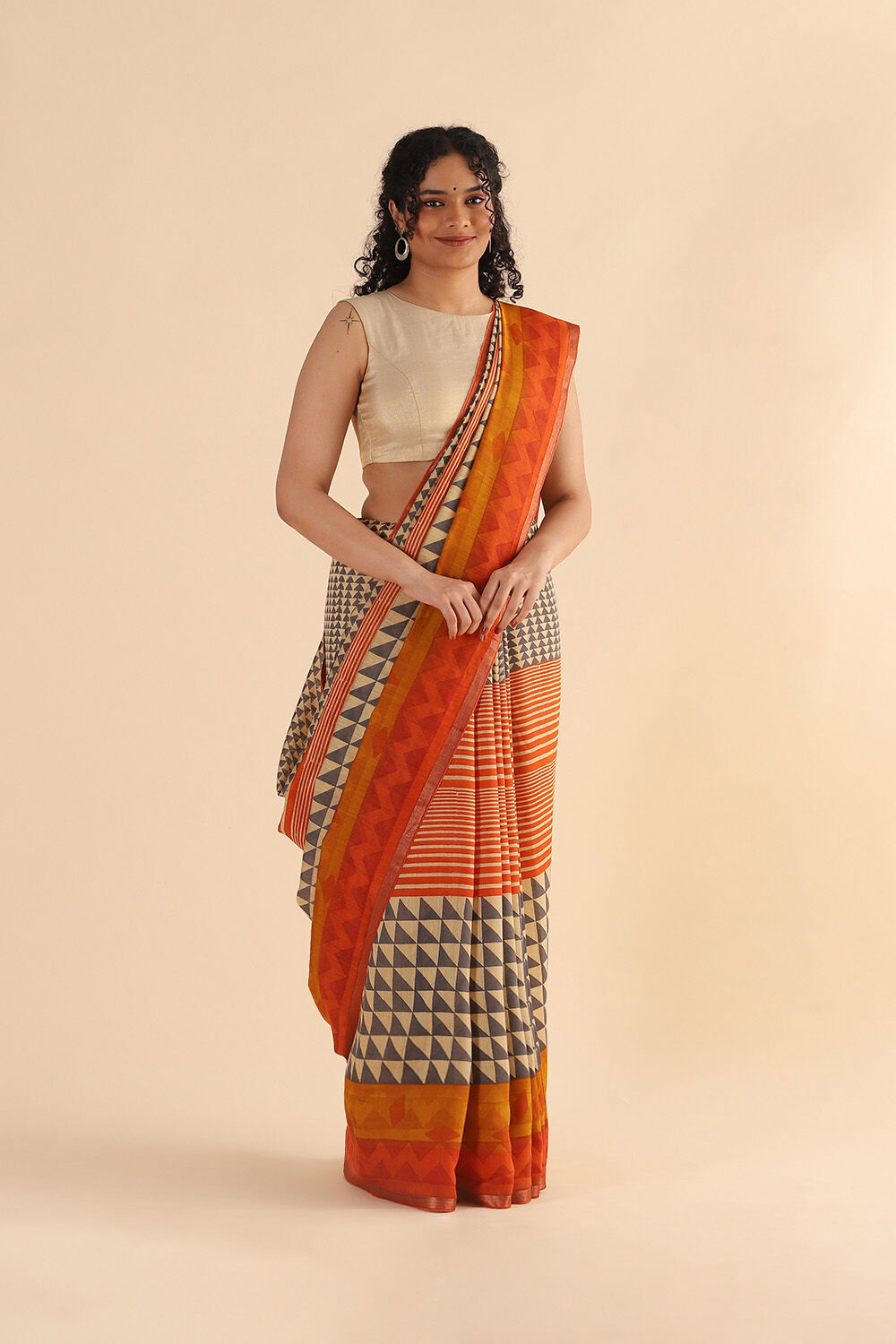 Grey Pure Tussar Vanya Printed Saree image number null