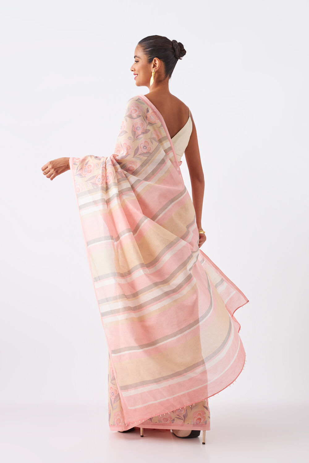Light Pink Pure Silk Cotton Printed Saree image number null
