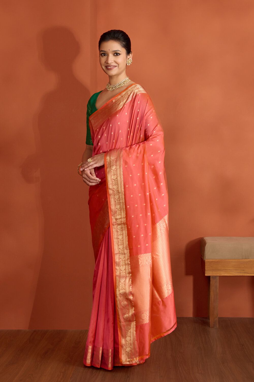 Pink Silk Viscose Cutwork Banarasi Saree image number null