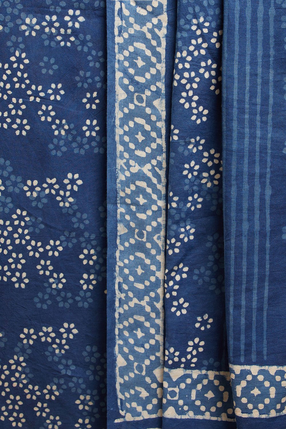 Blue Pure Cotton Dabu Block Printed Unstitched Suit Set image number null