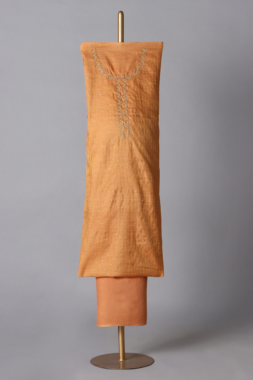 Yellow Tissue Embroiderd Unstitched Suit Set image number null