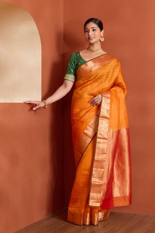 Orange Apsara Woven Silk Viscose Saree thumbnail image number null