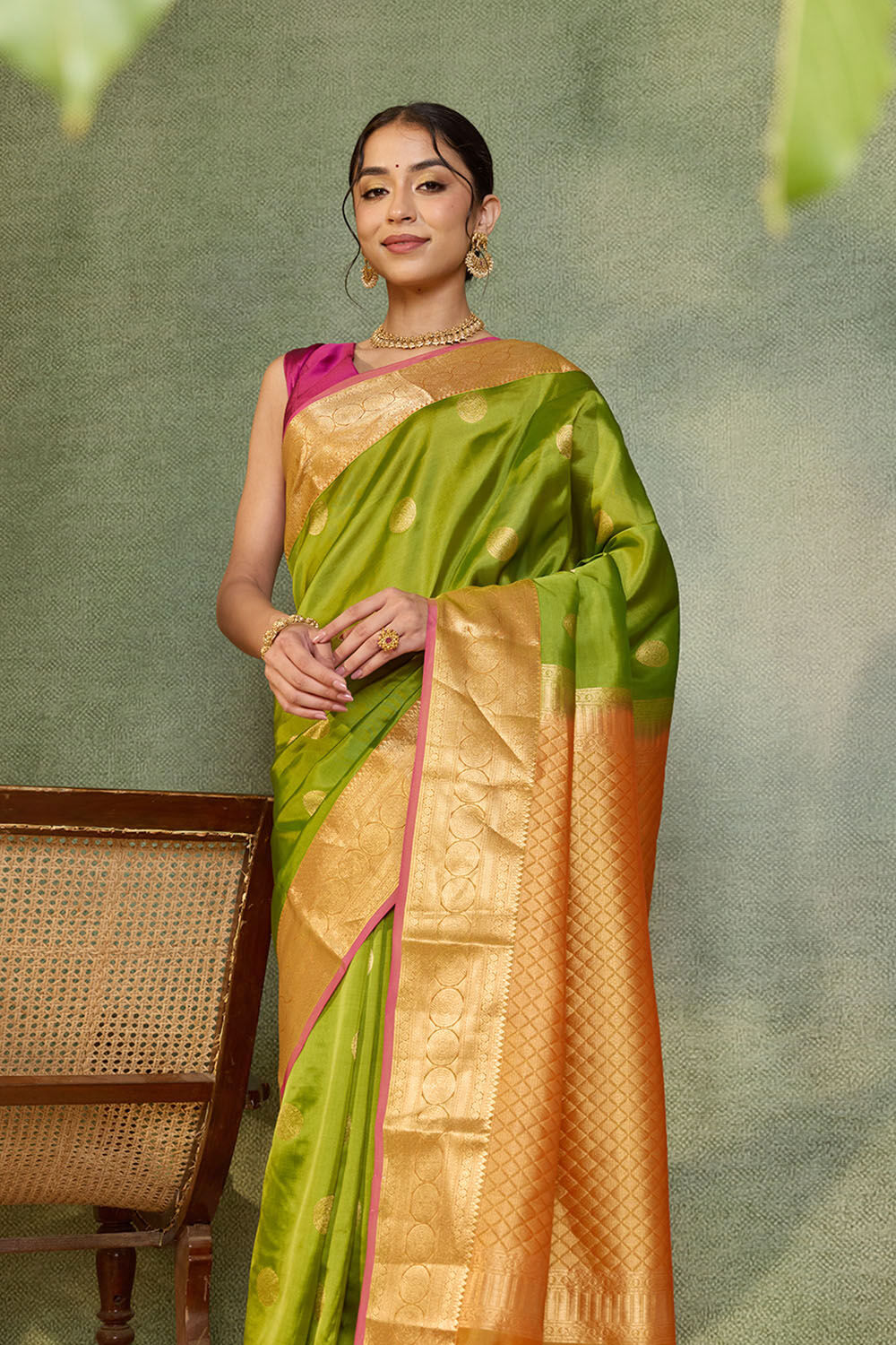Green Woven Apsara Silk Viscose Saree image number null