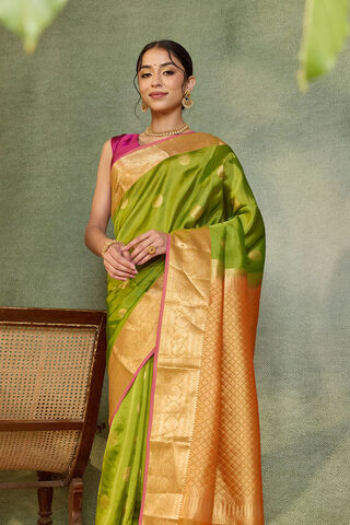 Green Woven Apsara Silk Viscose Saree image number