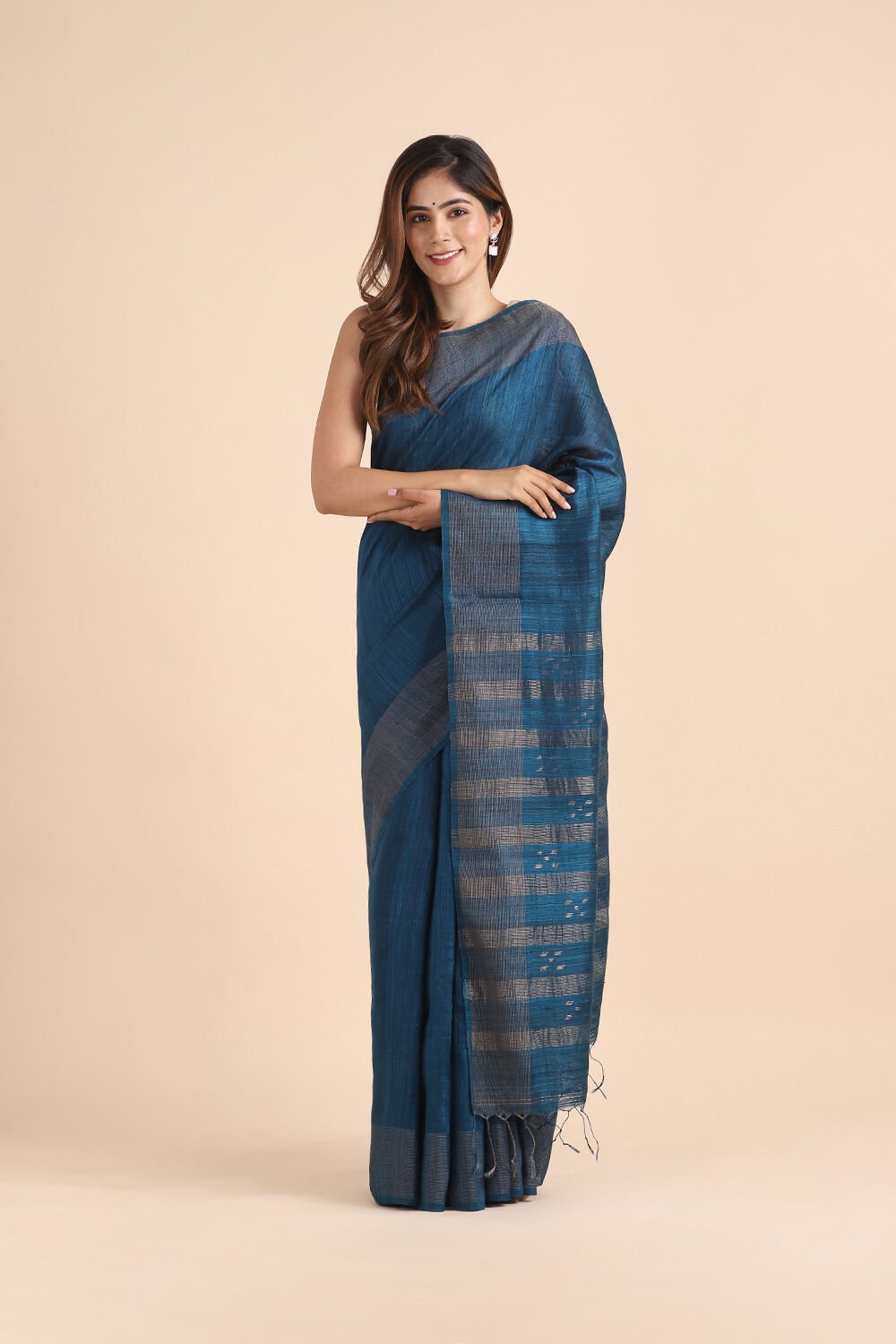 Light Blue Pure Silk Vanya Jamdani Saree image number null