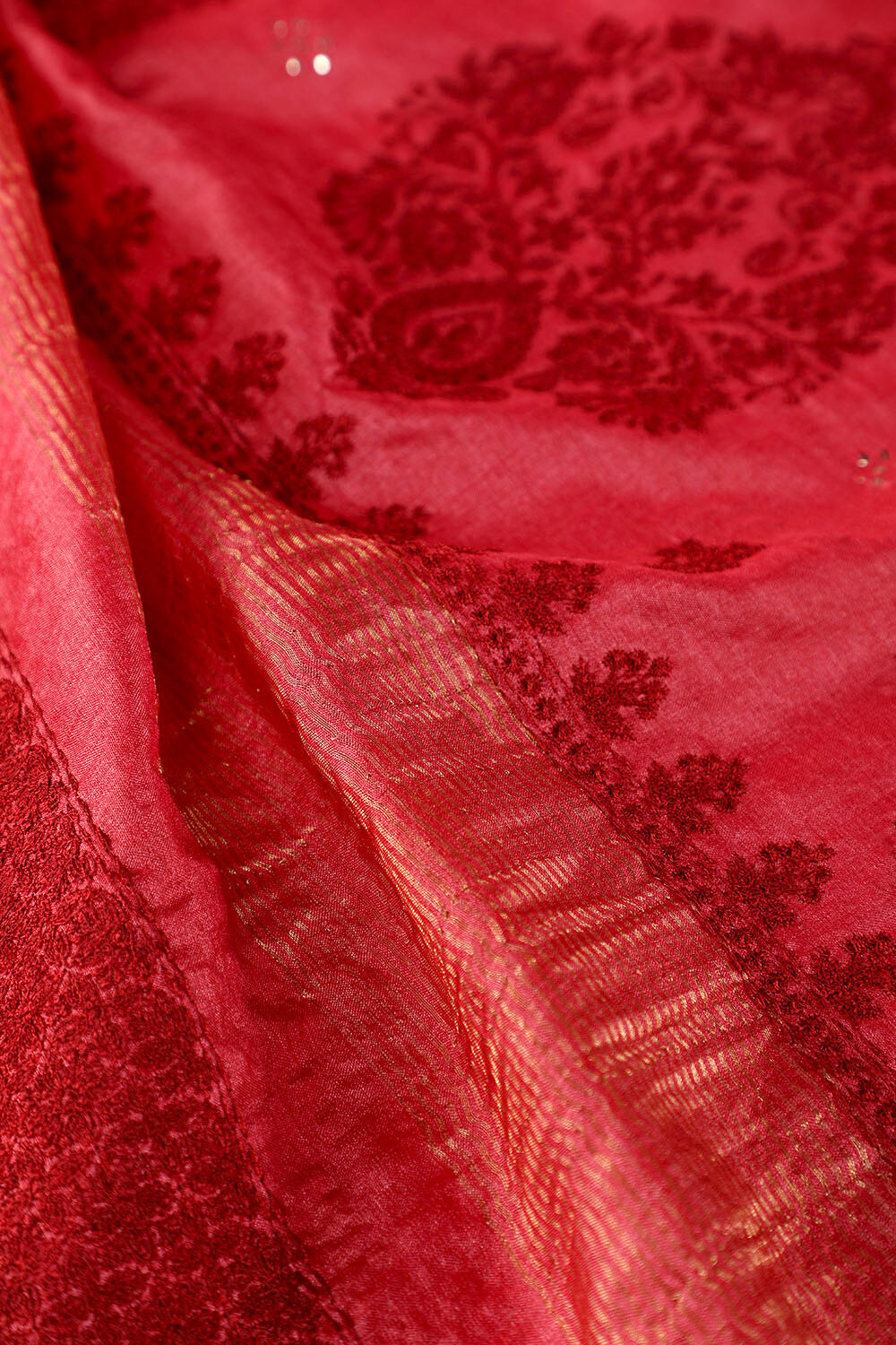 Dark Pink Contemporary Pure Tussar Silk Embroidery Saree image number null
