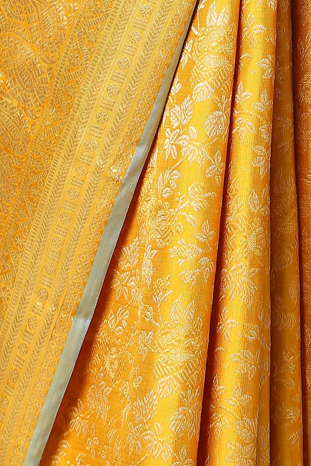 Yellow Pure Silk Kanjivaram Saree image number null