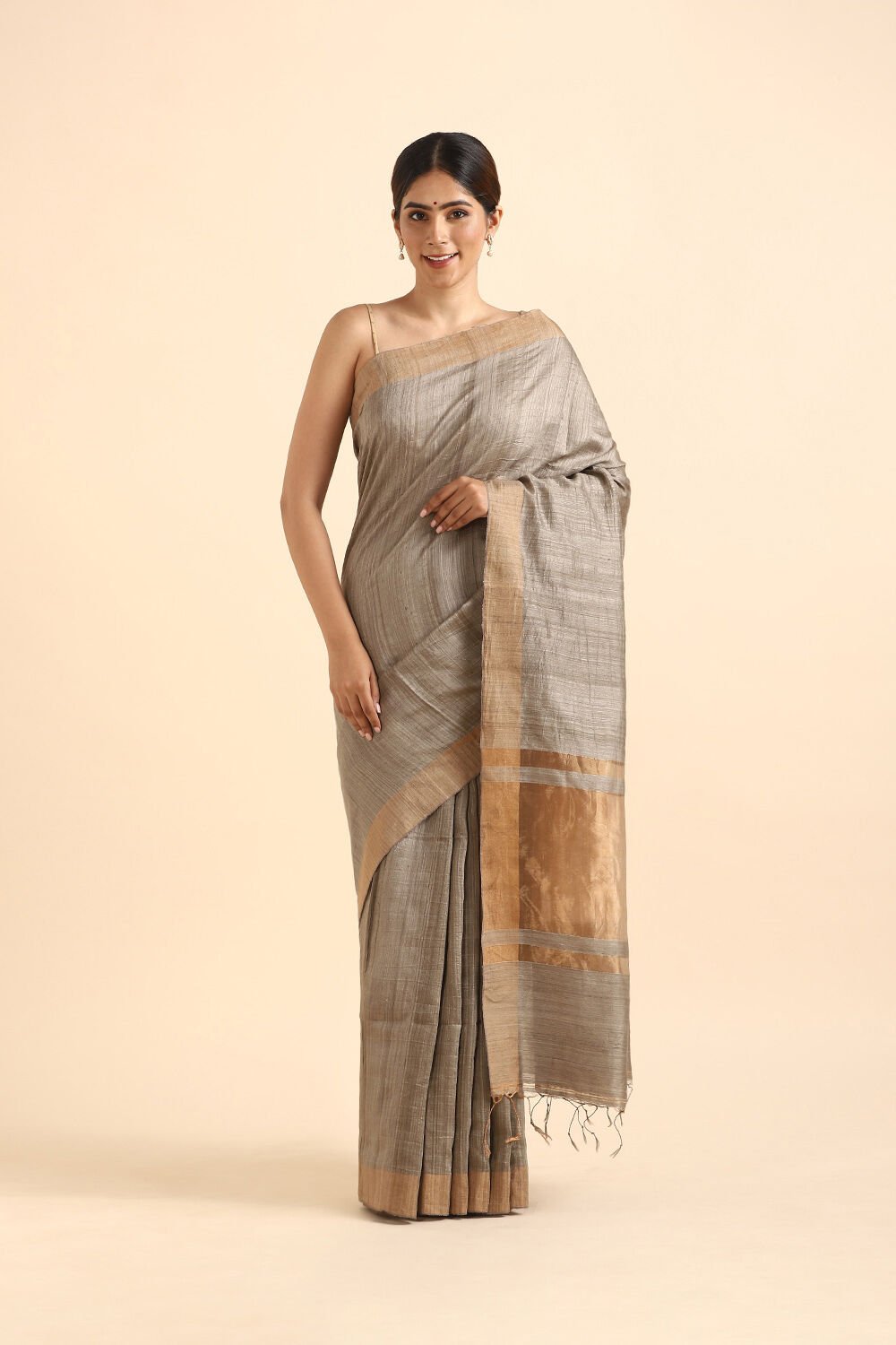 Grey Pure Silk Vanya Jamdani Saree image number null