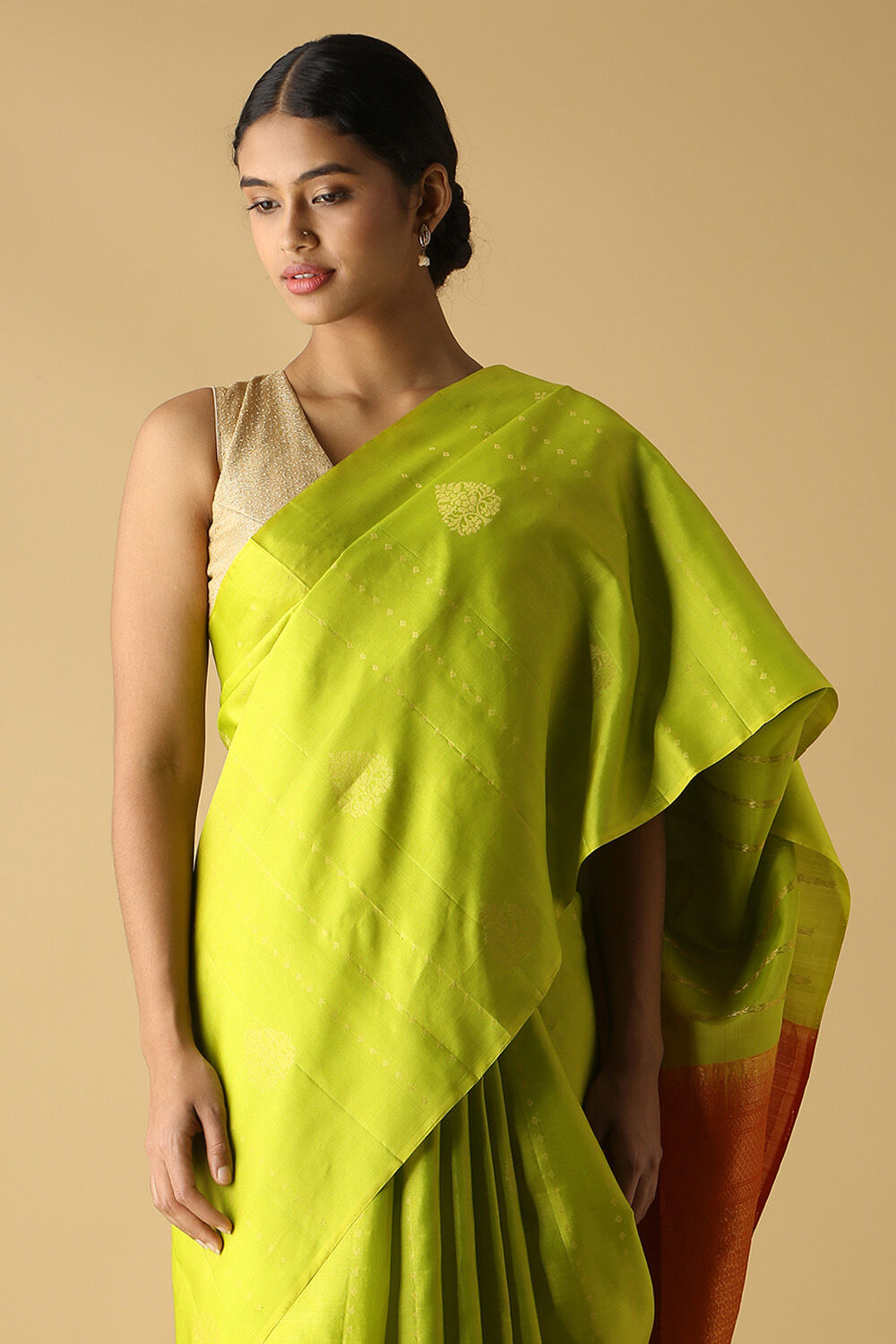 Light Green Pure Silk South Saree image number null