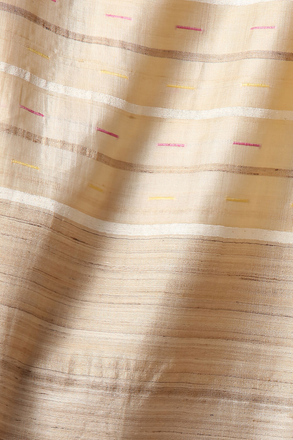 Beige Pure Tussar Silk Woven Saree image number null