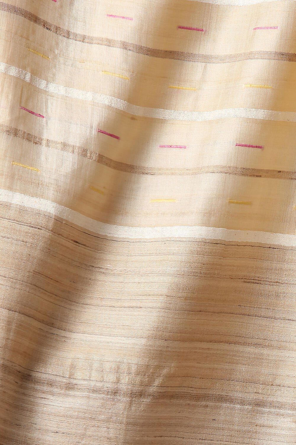 Beige Pure Tussar Silk Woven Saree image number null