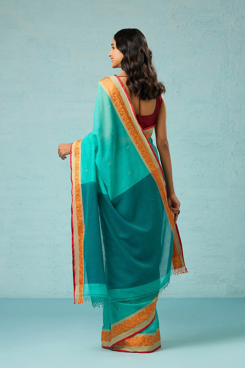 Green Bengal Pure Cotton Jamdani Saree image number null