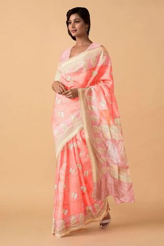 Light Pink Pure Banarasi Silk Sarees thumbnail image number null