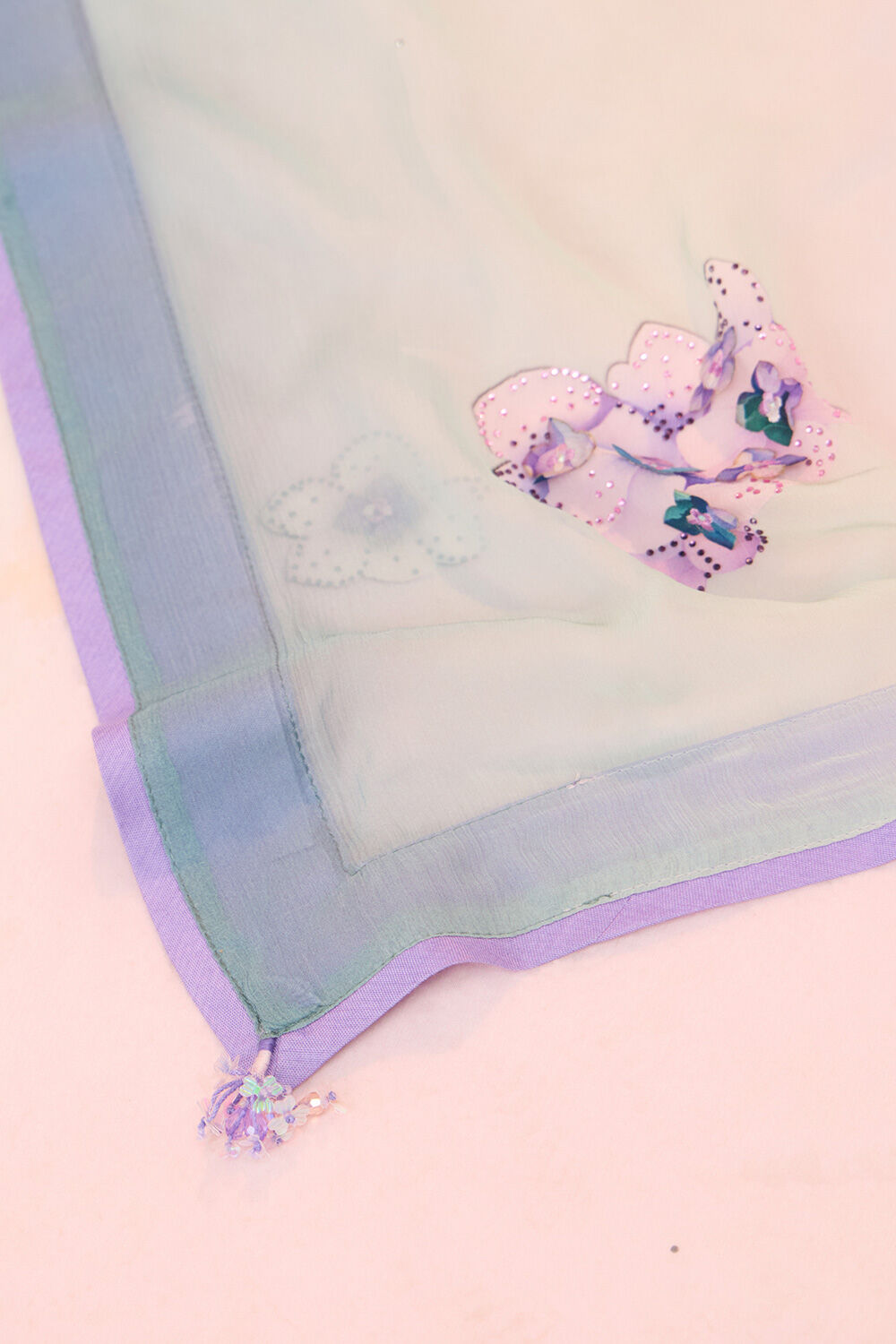 Light Violet Printed Viscose Chiffon Saree image number null
