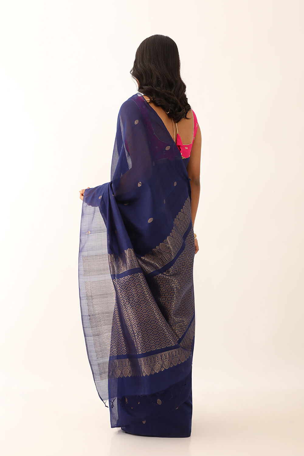 Dark Blue Pure Silk Cotton Woven South Saree image number null