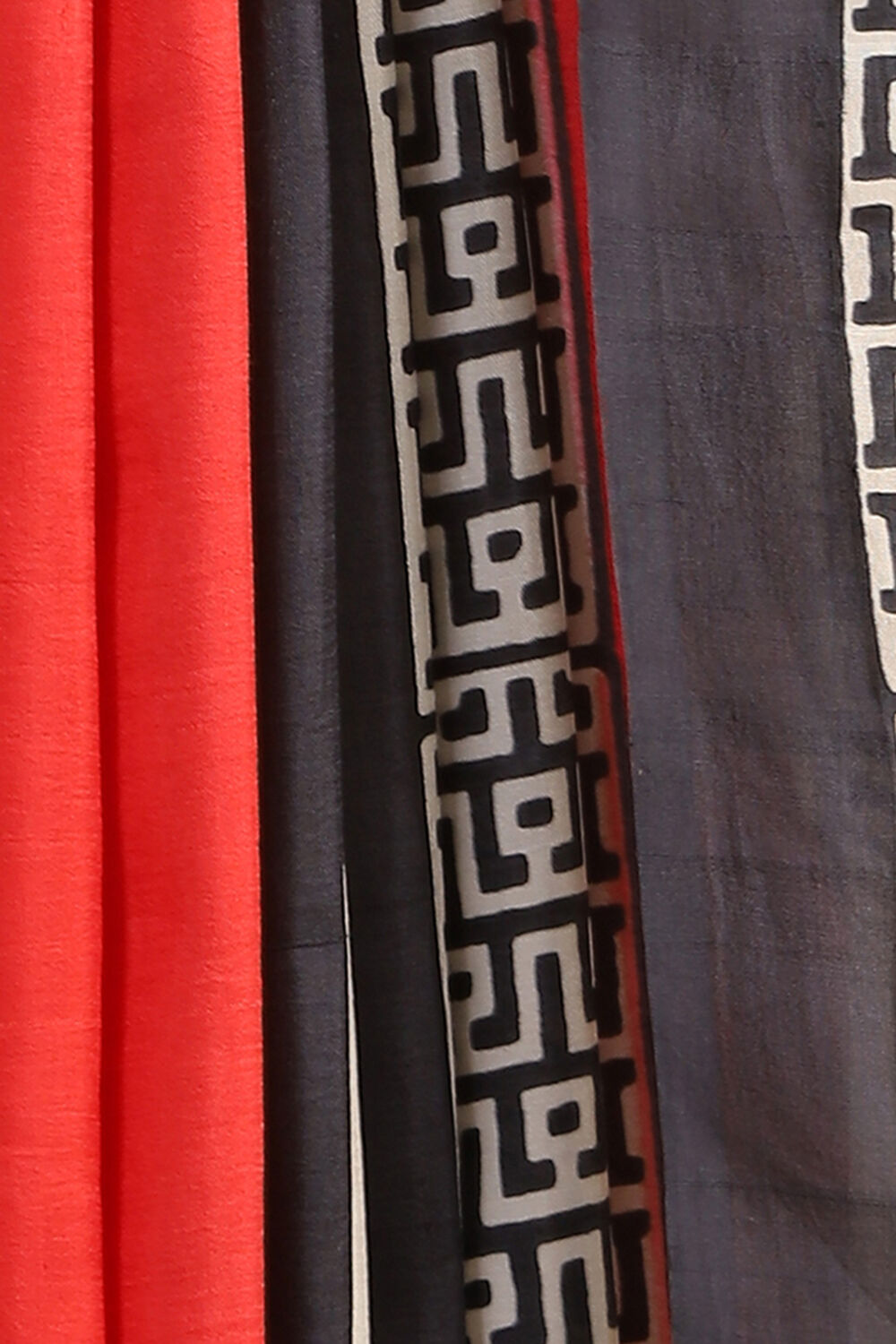Red Hand Blockprinted Pure Silk Saree image number null