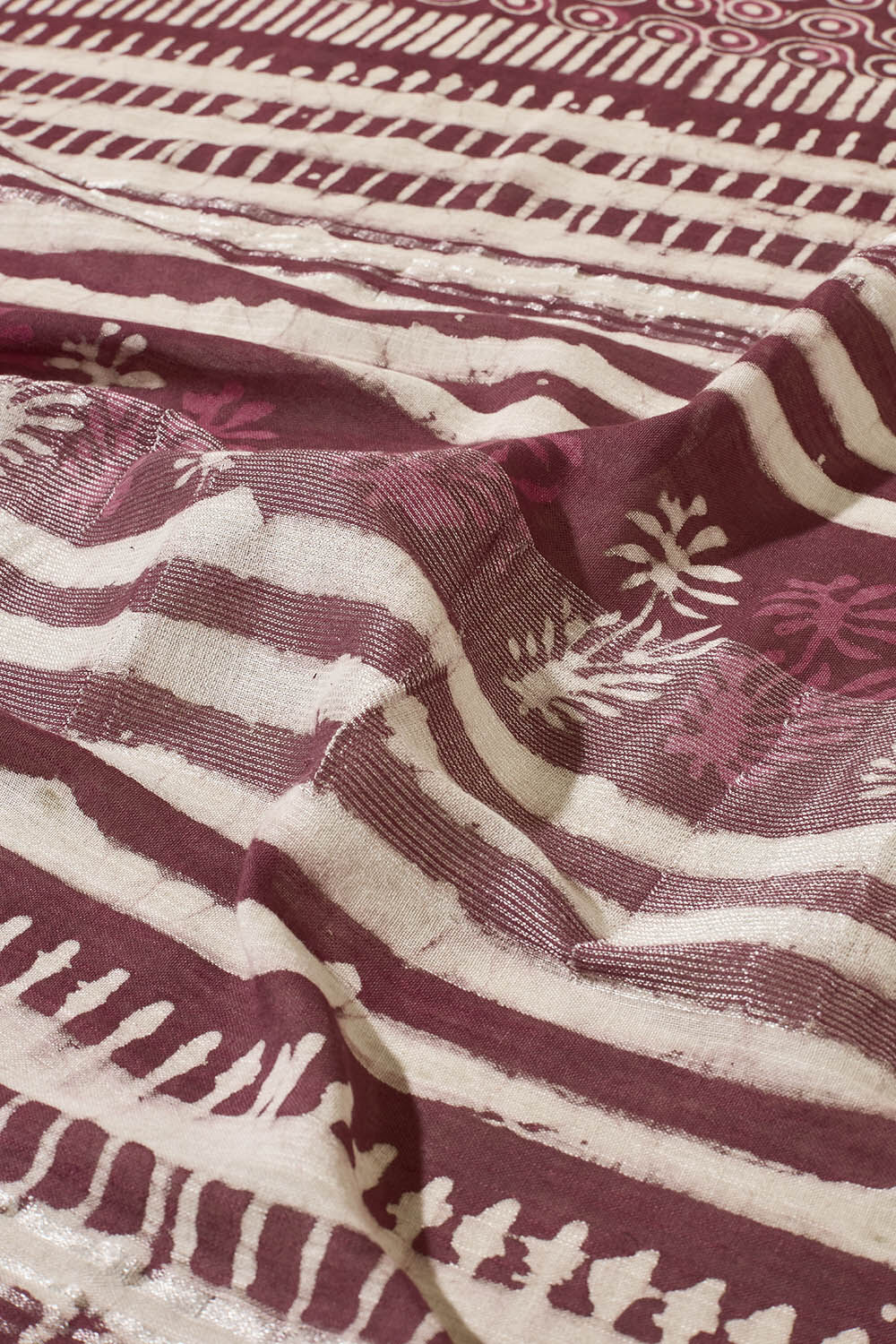 Pink Block Printed Cotton Viscose Saree image number null