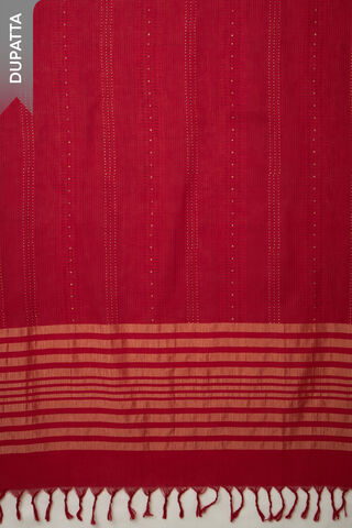 Red Block Printed Pure Cotton Unstitched Suit Set thumbnail image number null