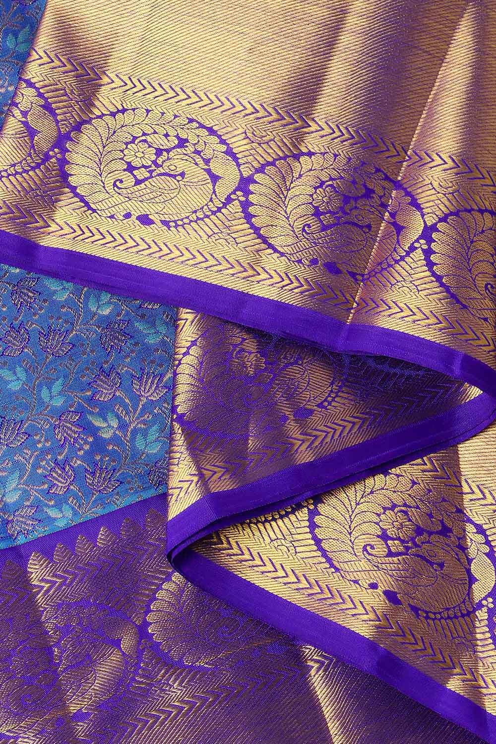 Light Blue Pure Silk Kanjivaram Saree image number null