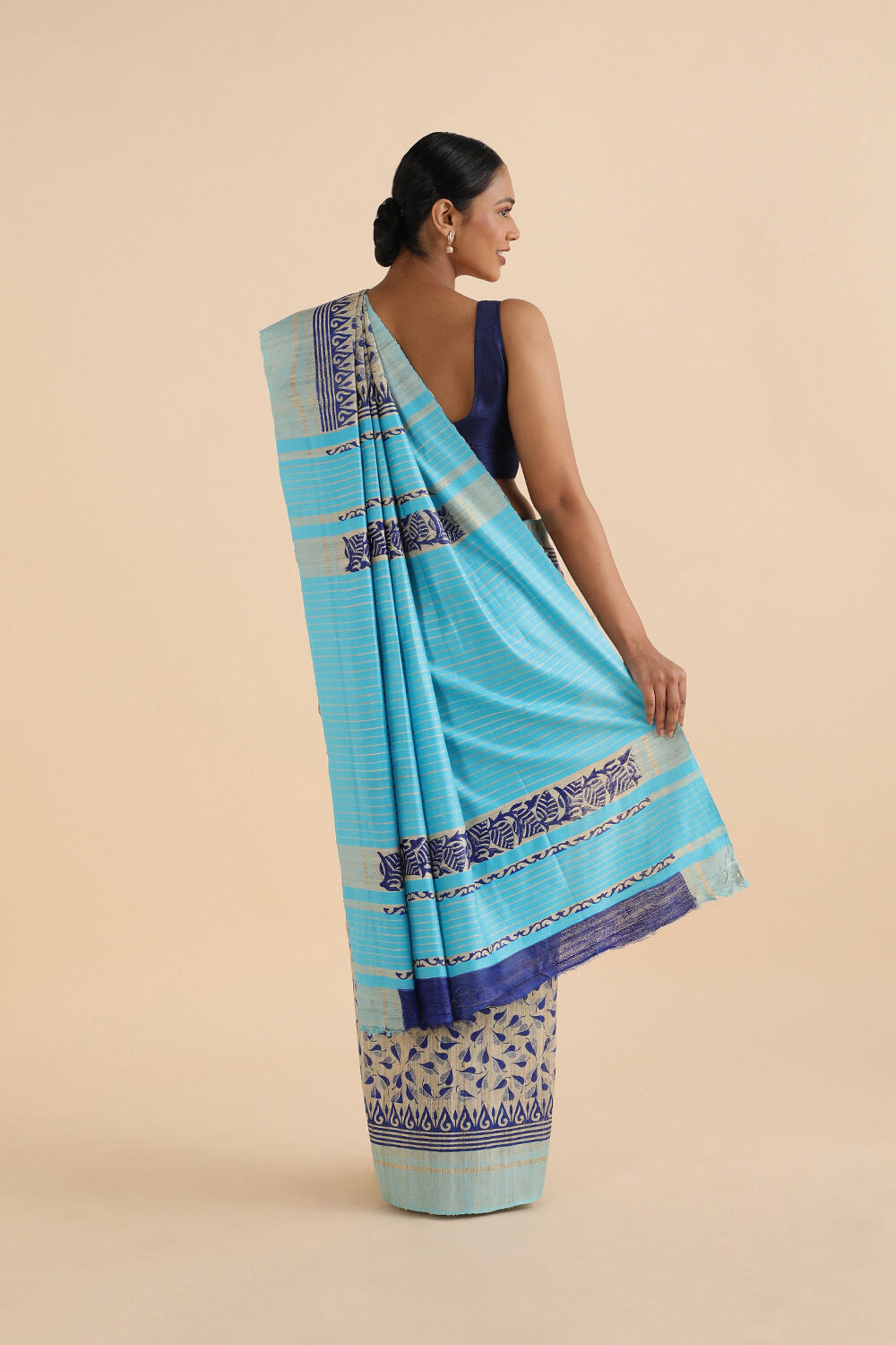 Beige Pure Tussar Printed Saree image number null