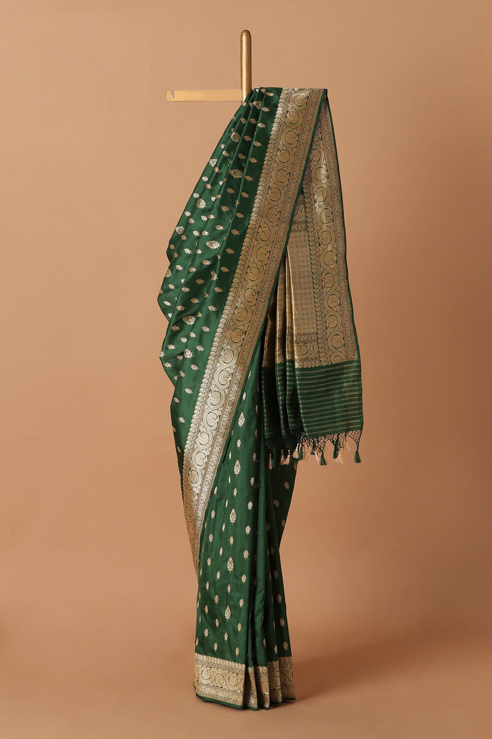 Dark Green Pure Silk Banarasi Saree image number null
