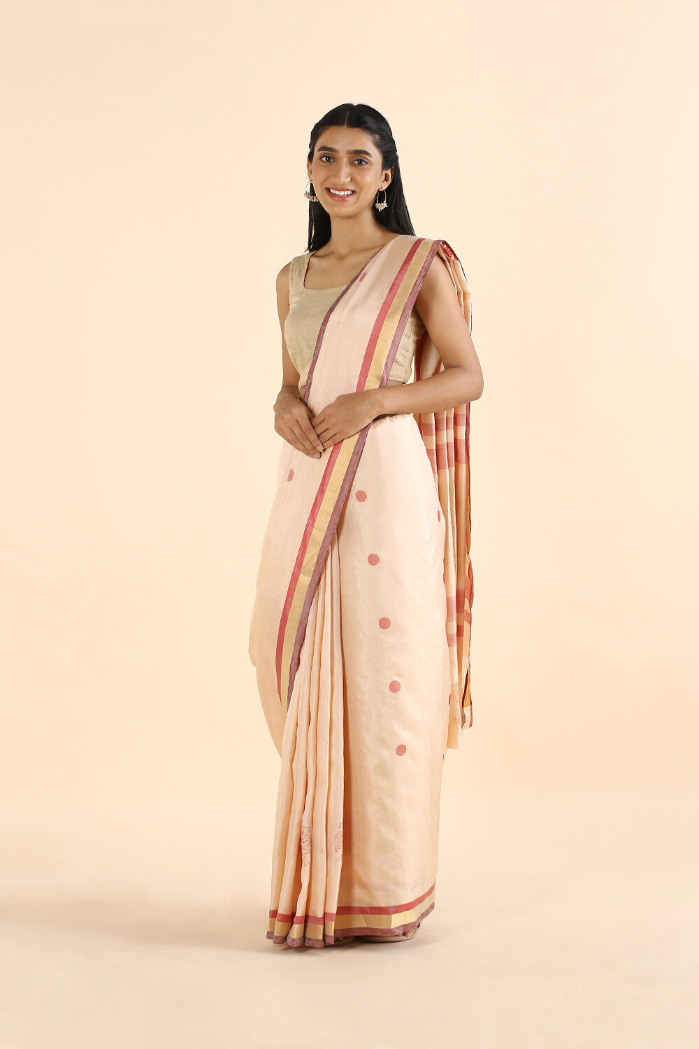 Beige Pure Soft Silk Saree image number null
