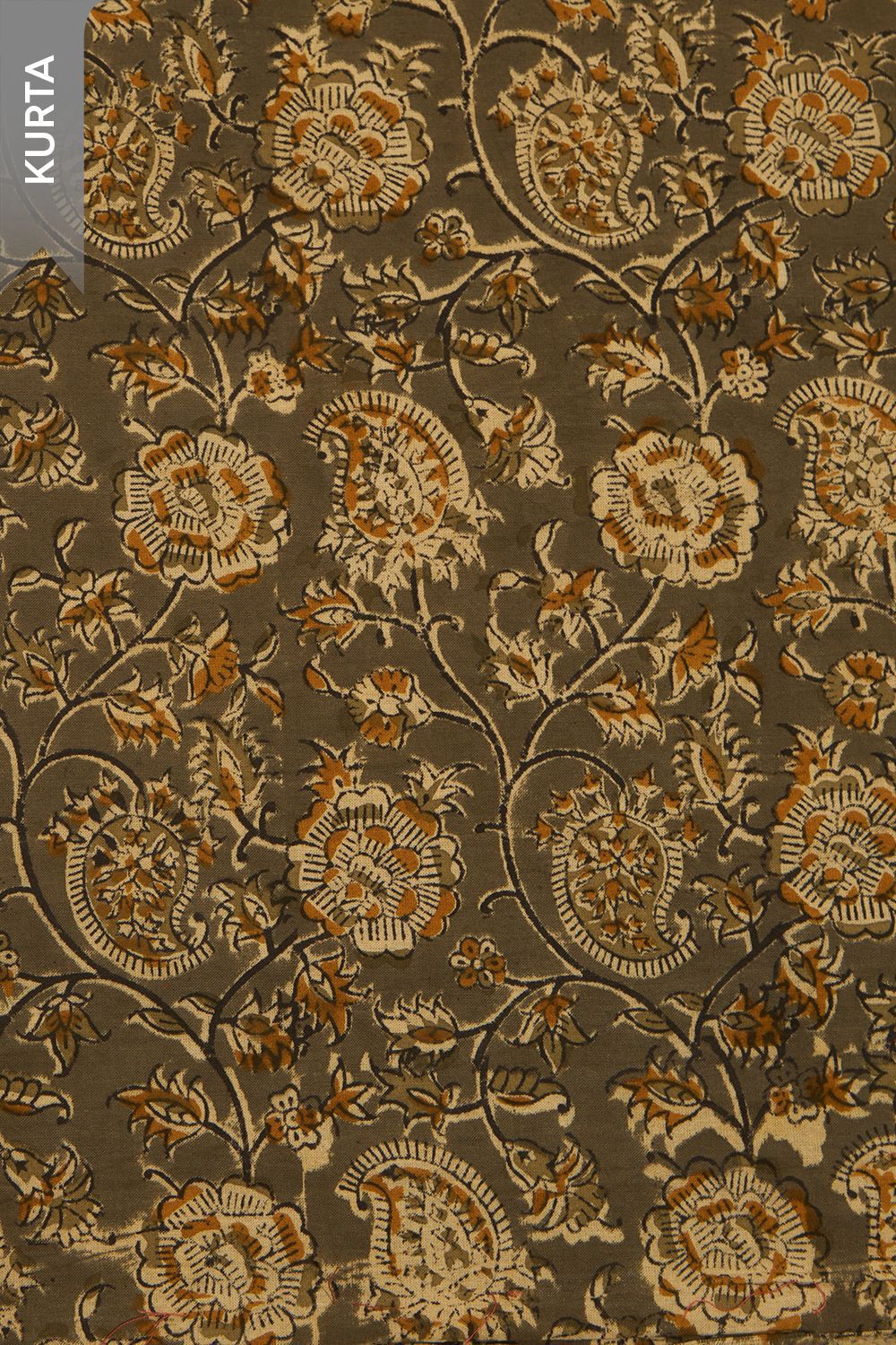 Grey Printed Kalamkari Pure Cotton Unstitched Suit Set image number null