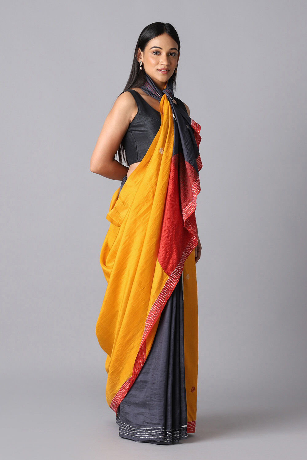 Yellow Pure Silk Hand Saree image number null