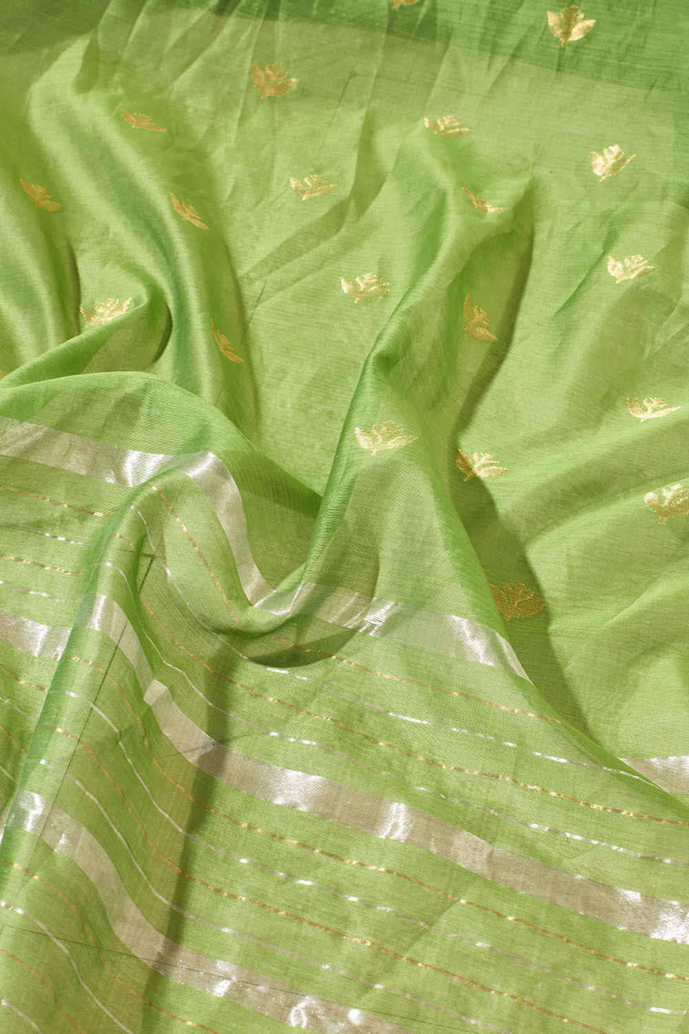 Dark Green Woven Pure Silk Cotton Chanderi Saree image number null