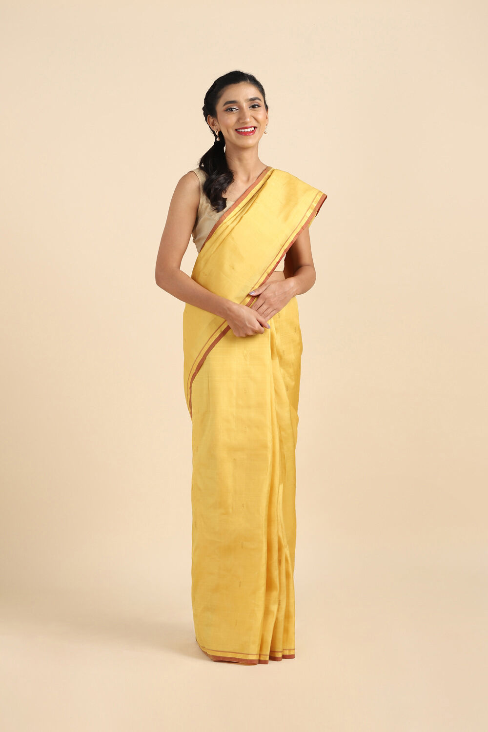 Yellow Pure Silk Kanjivaram Saree image number null