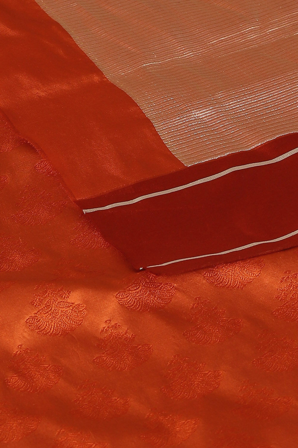 Orange Pure Silk Banarasi Tanchoi Saree image number null