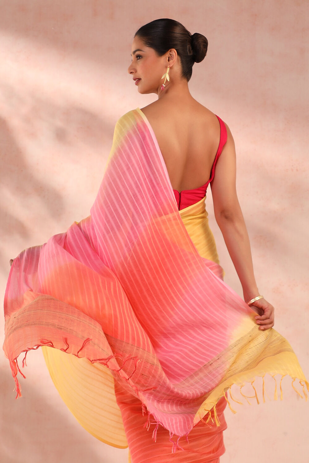 Multicoloured Silk Modal Tie and Dye Saree image number null