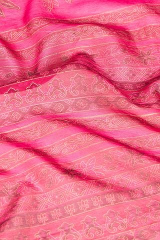 Pink Rajasthan Pure Silk Cotton Printed Sanganeri Saree thumbnail image number null