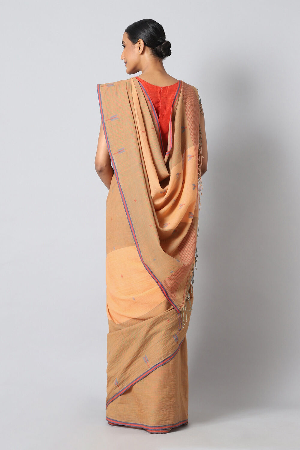 Light Orange Pure Cotton Jamdani Saree image number null