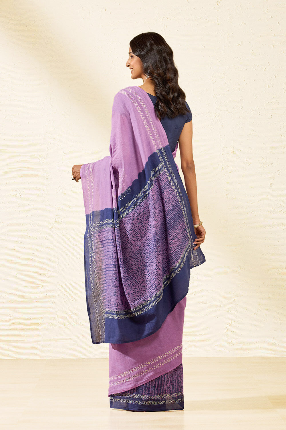 Violet Bengal Pure Cotton Kantha Embroidered Saree image number null