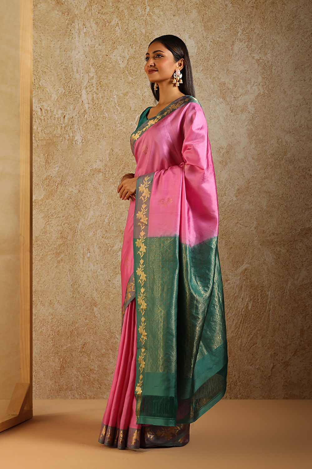 Pink South Pure Silk Woven Saree image number null