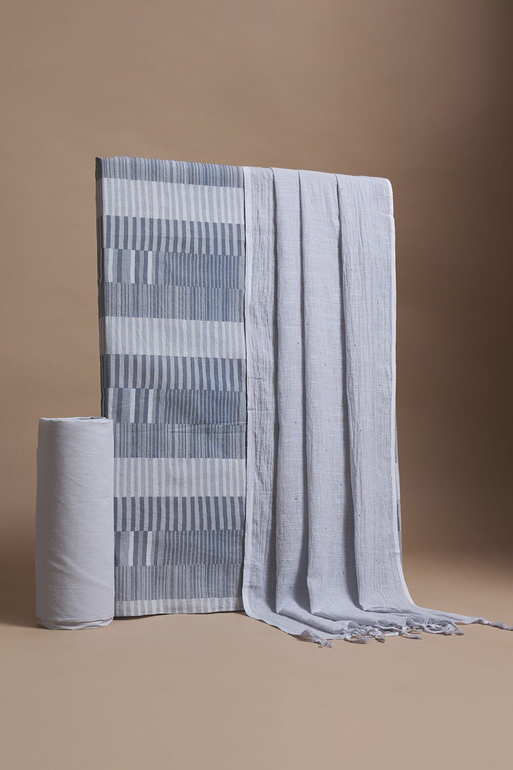 Grey Screen Printed Pure Cotton Suit Set image number null