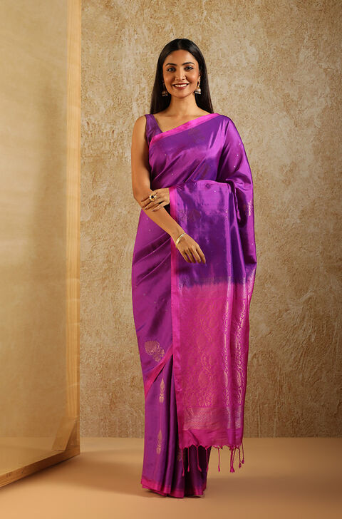 Purple South Pure Silk Woven Saree