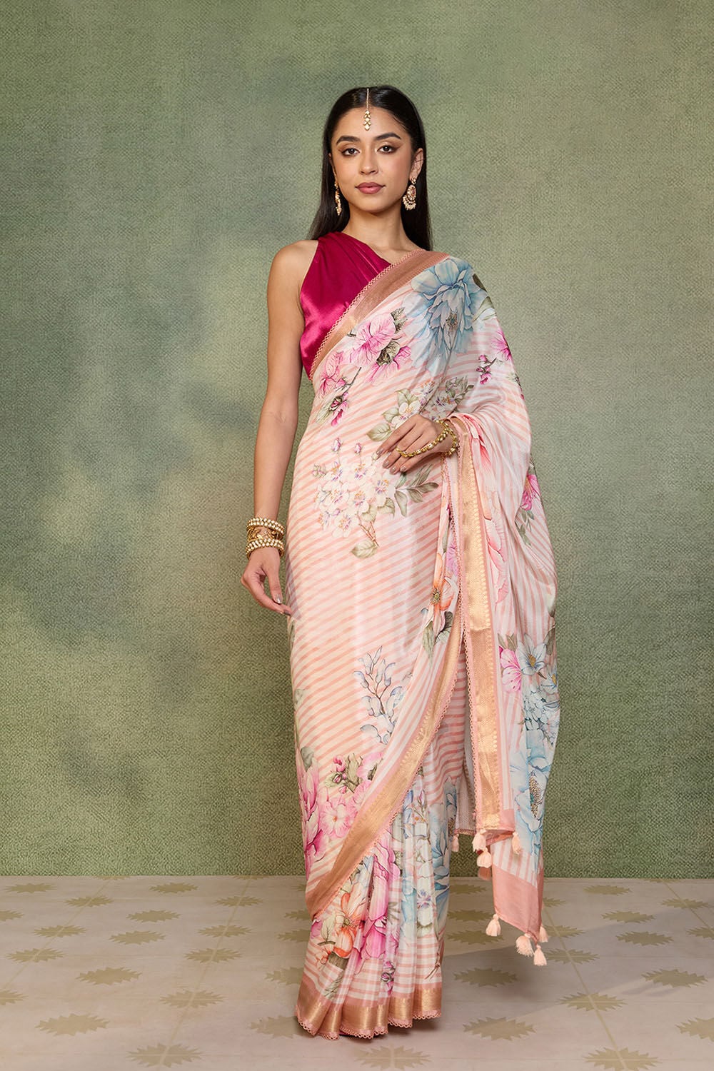 Pink   Printed Pure Viscose Saree image number null