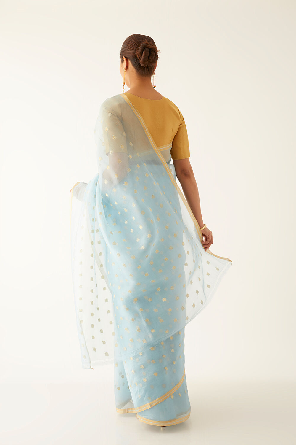 Light Blue Pure Organza Banarasi Saree image number null