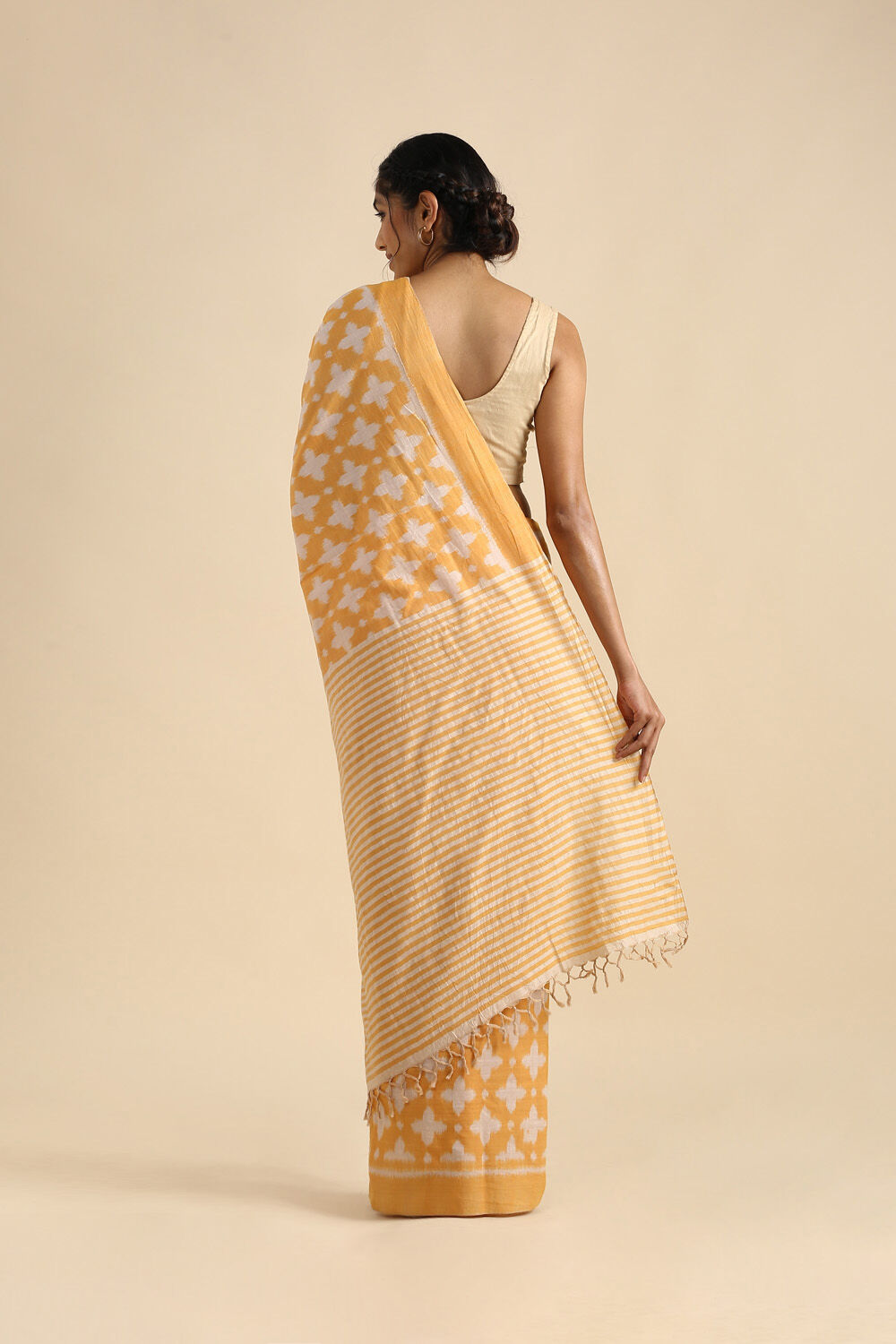 Light Orange Pure Cotton Odissa Ikat Saree image number null
