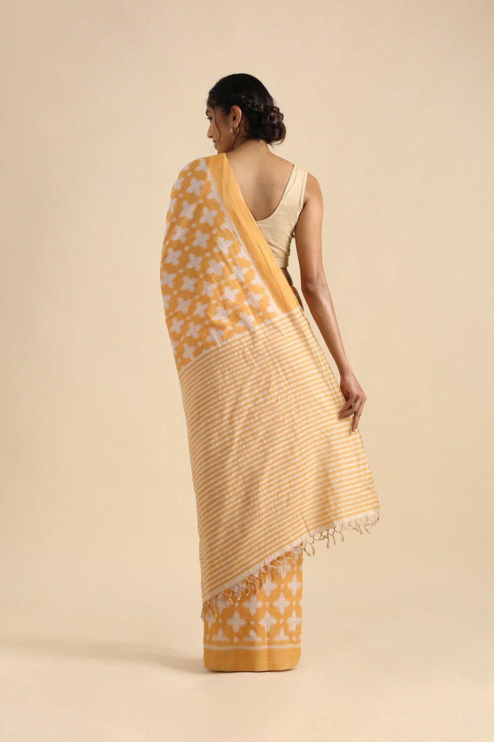 Light Orange Pure Cotton Odissa Ikat Saree image number null