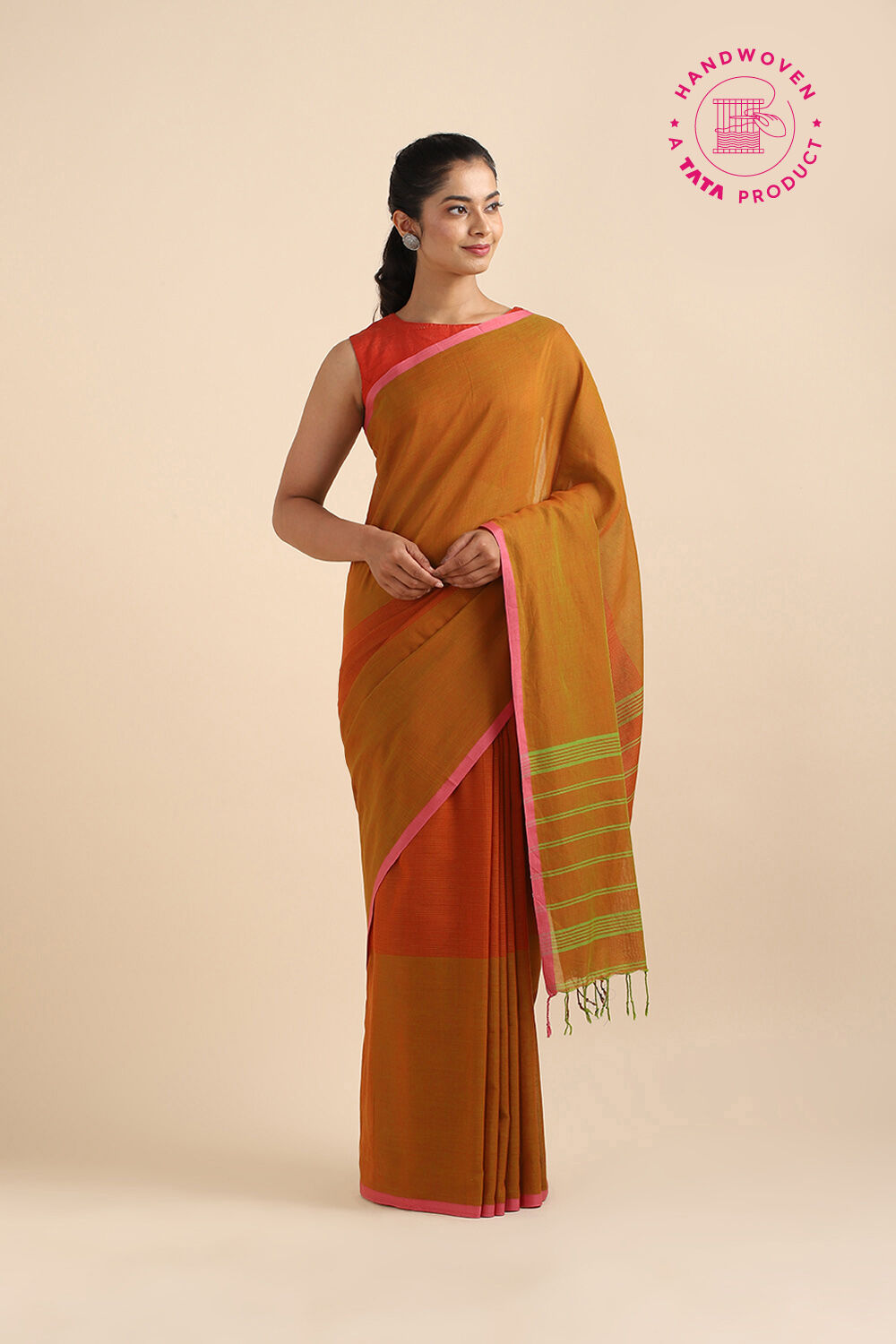 Green Pure Cotton Bengal Saree image number null