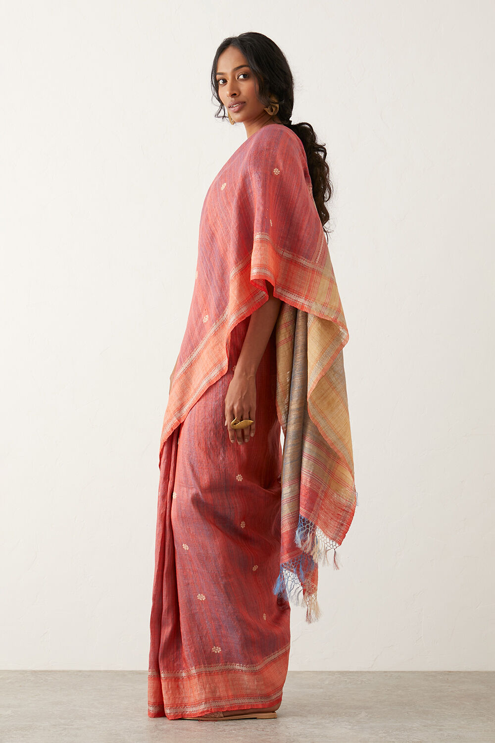 Red Pure Tussar Silk Bengal Saree image number null