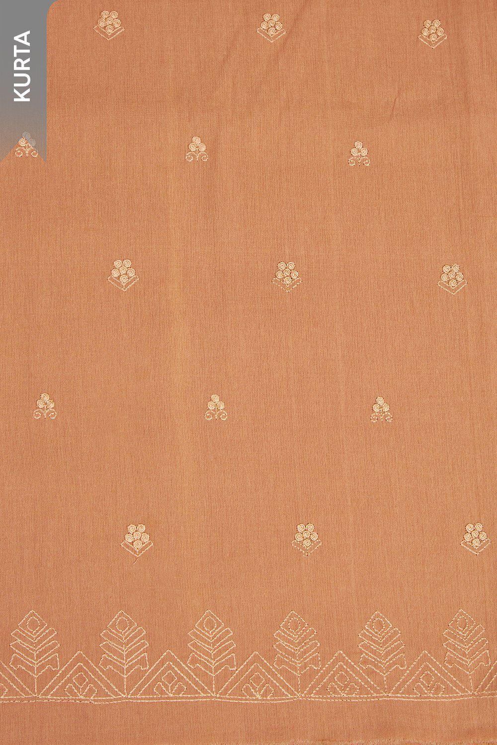 Brown Embroidered Pure Cotton Unstitched Suit Set image number null