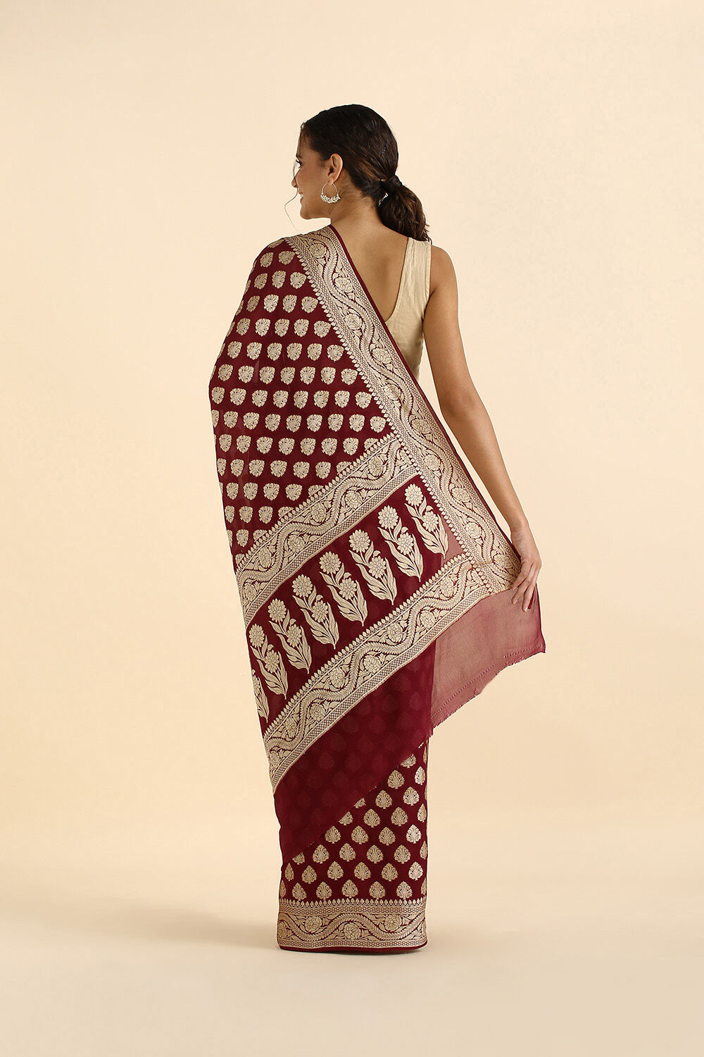 Dark Pure Pink Georgette Banarasi Saree image number null