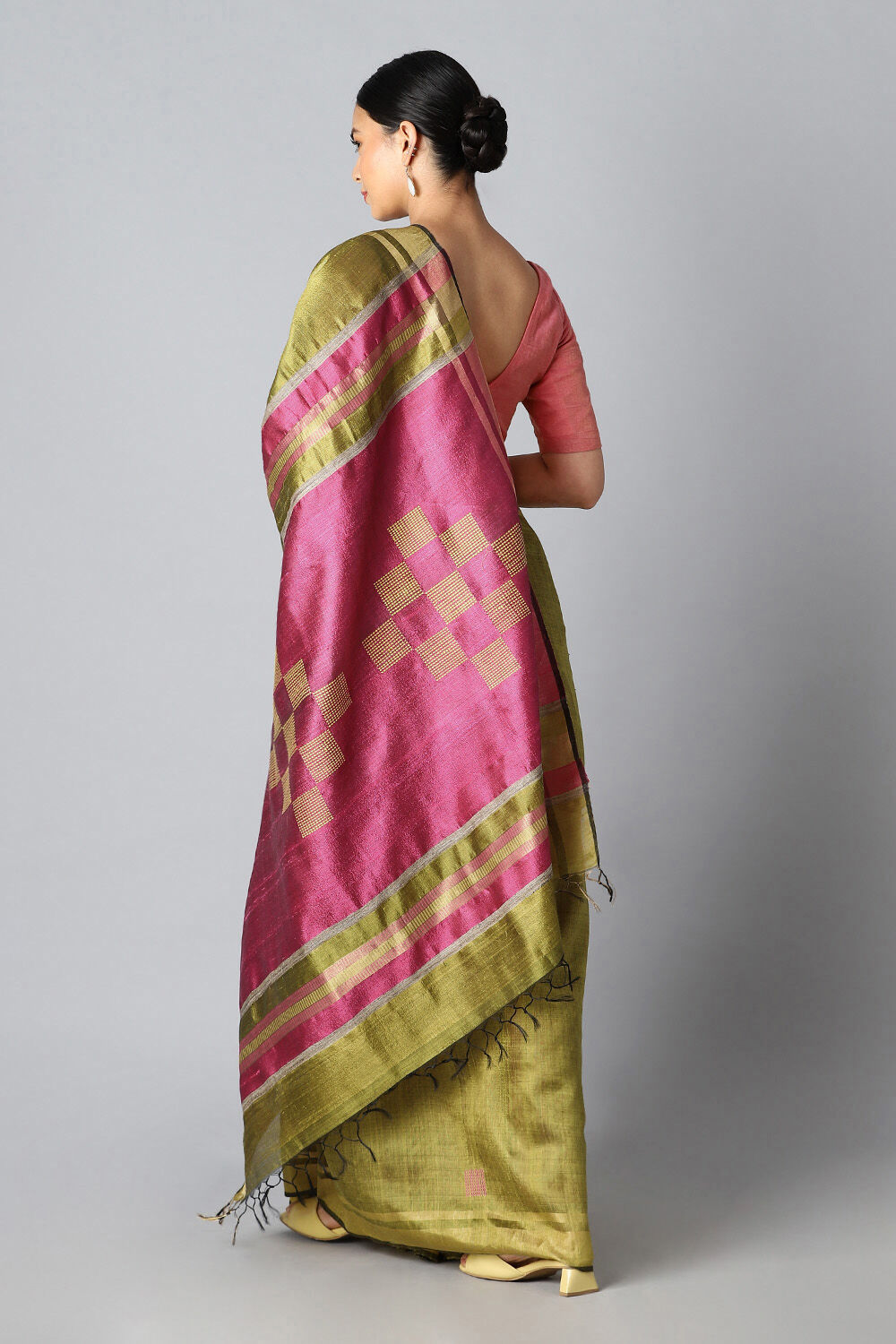 Light Green Pure Tussar Silk Bhagalpuri Saree image number null