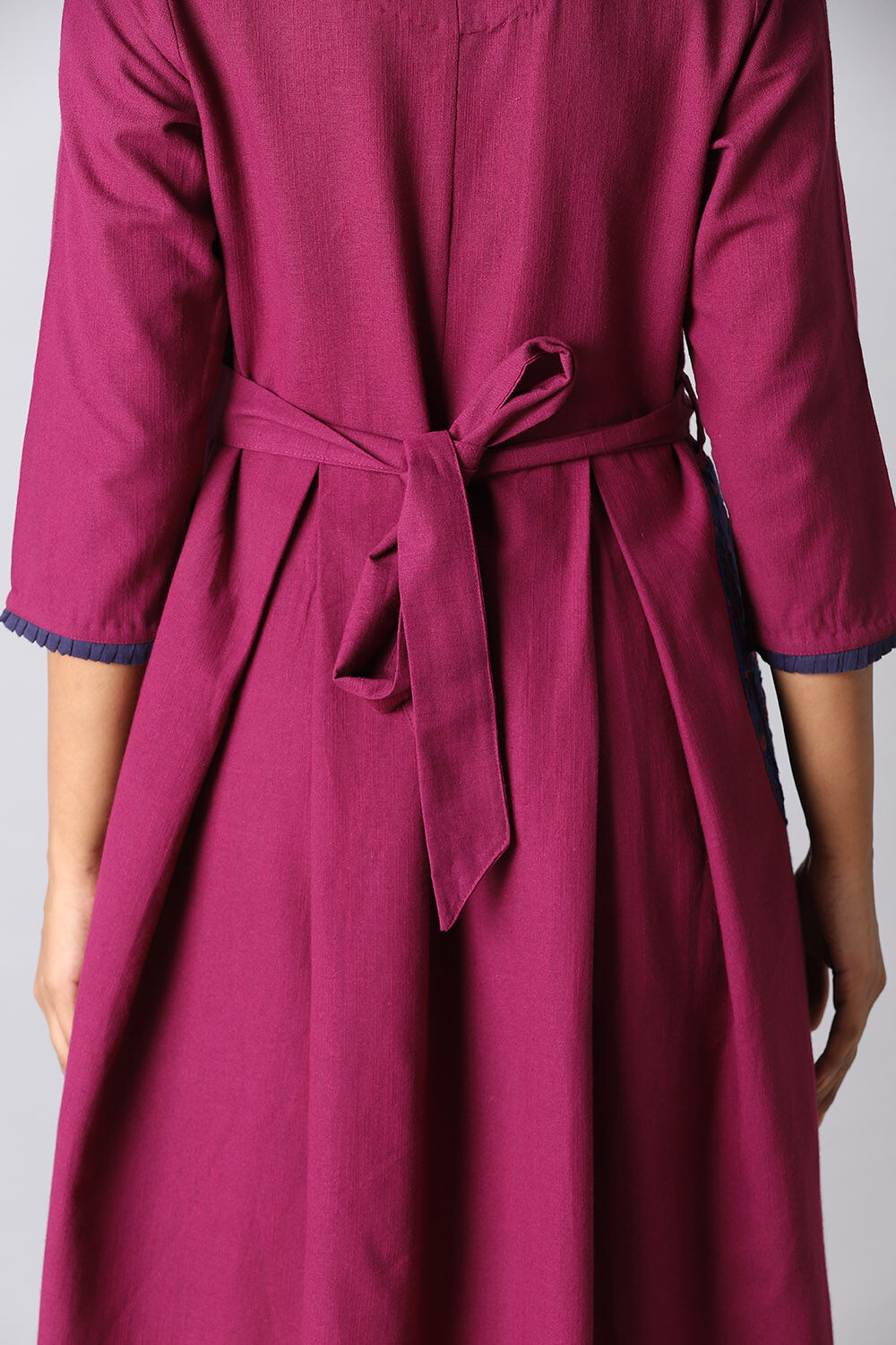 Dark Pink Cotton Applique Kurta image number null