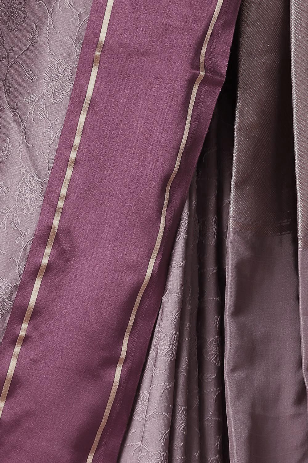 Grey Pure Silk Banarasi Tanchoi Saree image number null