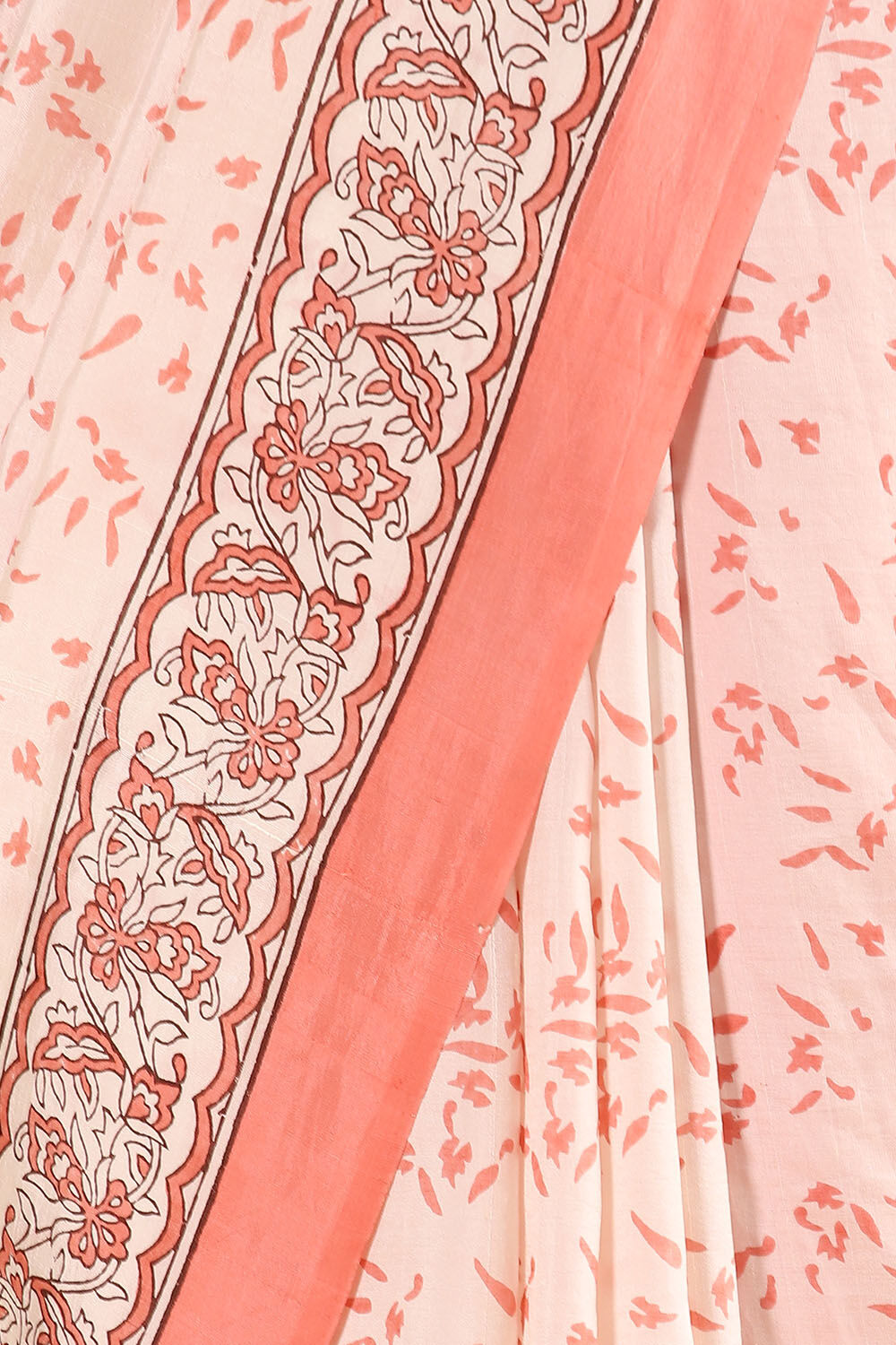 Off Pure White Silk Printed Saree image number null